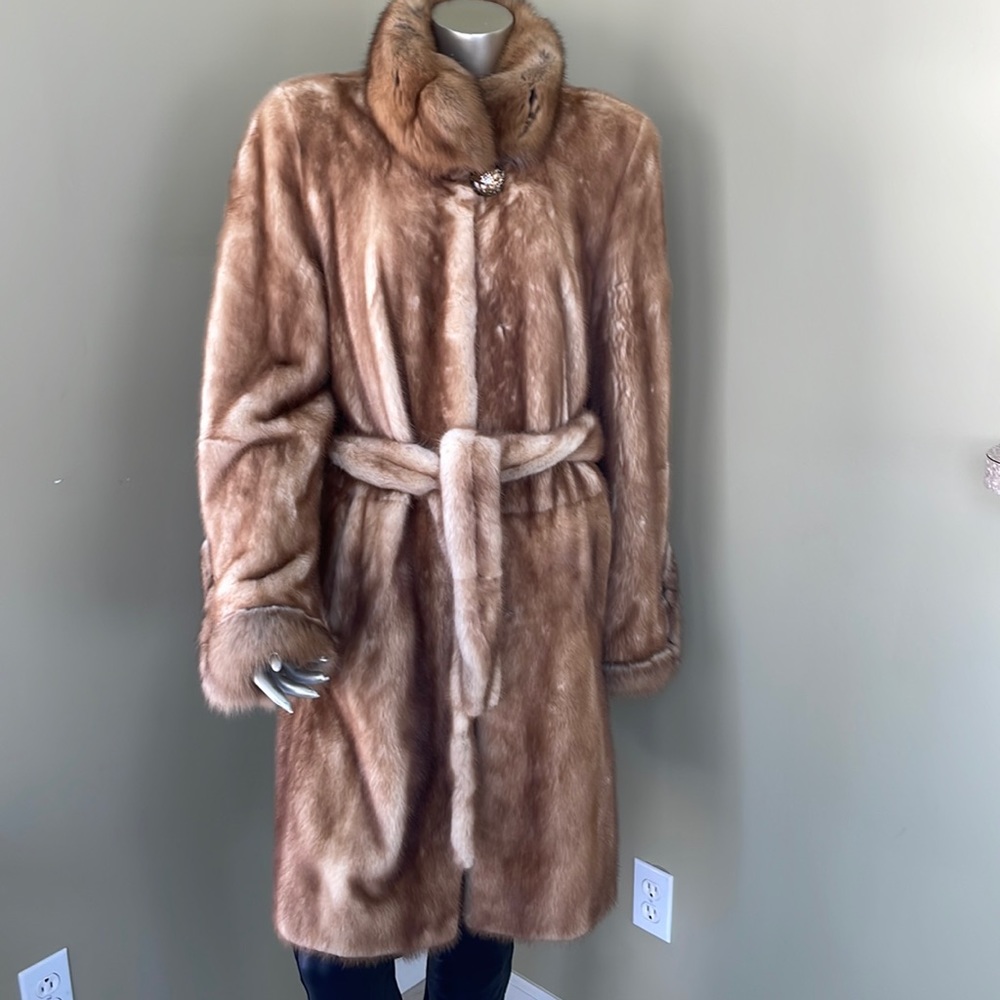 Fur Mink Coat Mustela Visone Made in Italy Size L Excellent! - Picture 1 of 16